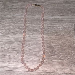 Rose quartz bead strand necklace